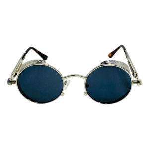 6094 | Silver/Black Round Steampunk Sunglasses